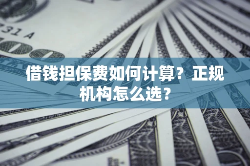 武汉借钱担保费如何计算？正规机构怎么选？
